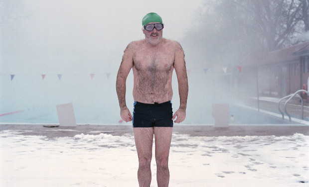 Bracing: a swimmer poses for the camera at London Fields Lido