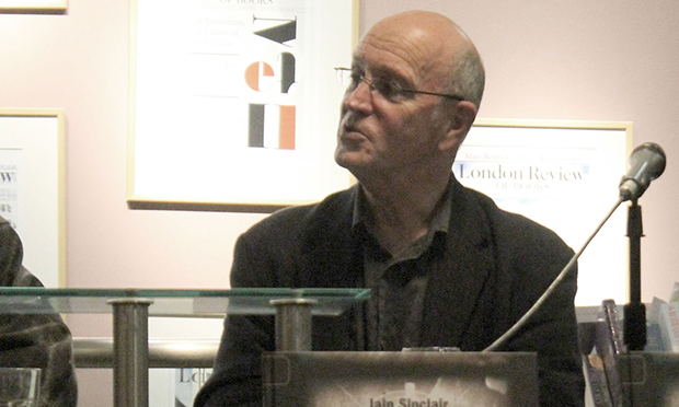 Iain Sinclair at the launch of 70x70. Photograph: Laura Bradley