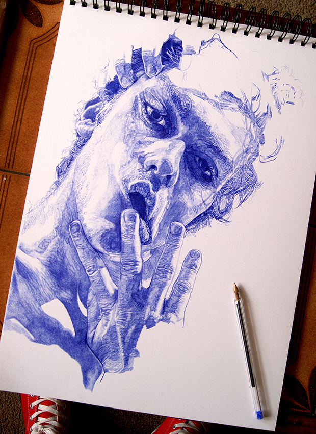 Biro drawing with pen