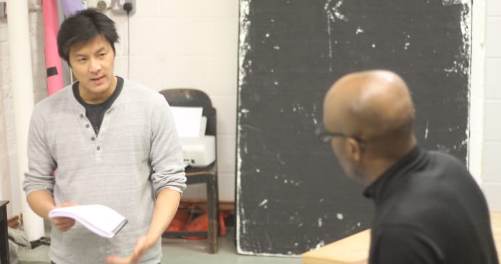 Dying light: rehearsals for The Nine O'Clock Slot. Photograph: Phoebe Cooke