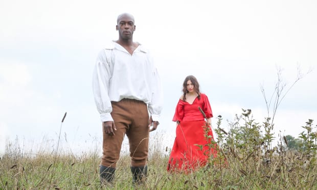Heathcliff (xxx) and Cathy (Lucinda Lloyd) on the wild and windy North Yorkishire Moors
