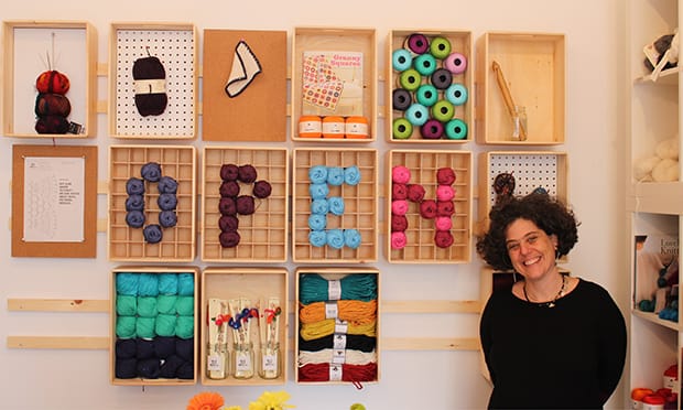 Anna Feldman in her Wild and Woolly shop