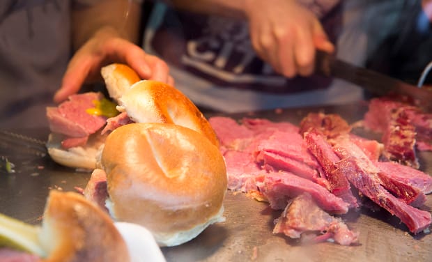 Worth their salt: bagels prepared on Brick Lane. Photograph: Eleonore de Bonneval