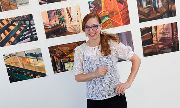 WickED ways: Anna Freeman Bentley with her paintings at Hackney WickED 2014