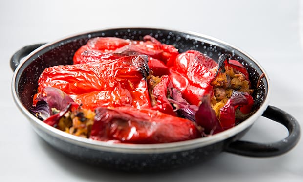 Gillian Riley cooking Turkish Food, August 25, 2014.