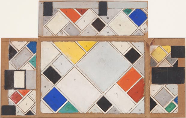 Theo Van Doesburg, Colour Design for ceiling and three walls 1926-1927