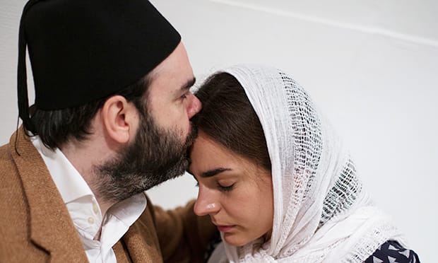 Roy Khalil playing Khalil al-Sakakini and Elena Voce playing his daughter Sala.