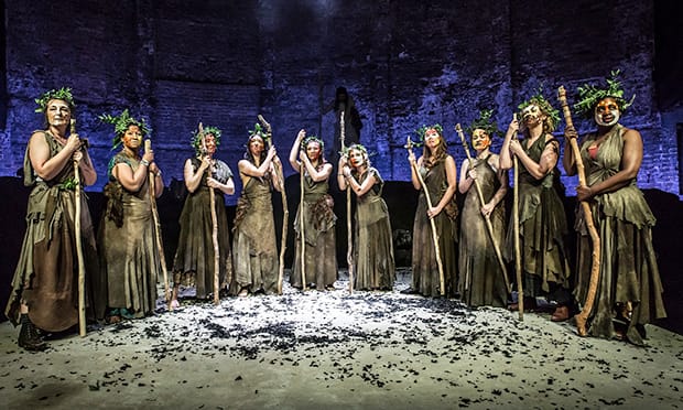 Cast of Bakkhai. Photograph: Marc Brenner