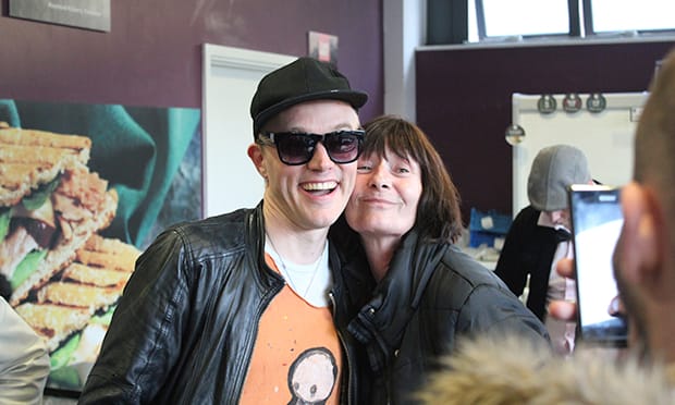 All smiles...Stik and an adoring fan. Photograph: Russell Parton