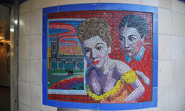 Hitchcock mosaic at Leytonstone tube. Photograph: Russell Parton