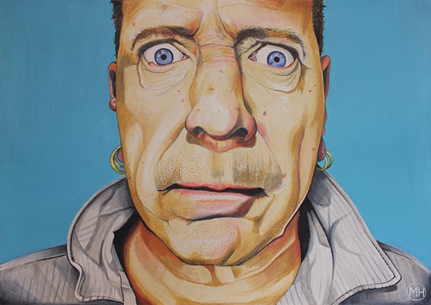 'John Lydon'. Pencil drawing by Michael Haynes