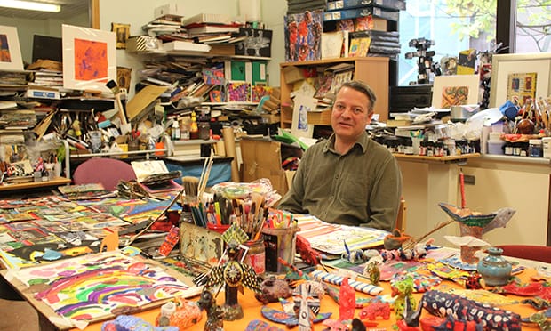 Art curator Sean Caton in the Homerton Hospital art room