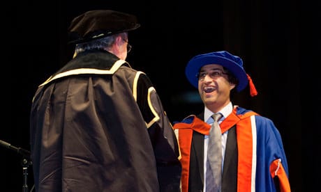 Asif-Kapadia receiving an honorary doctorate at the University of East London in 2011